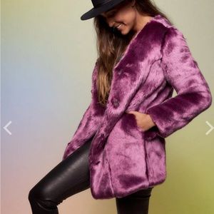 SpiritHoods Lavender Wolf V-Neck Luxe Faux Fur Coat